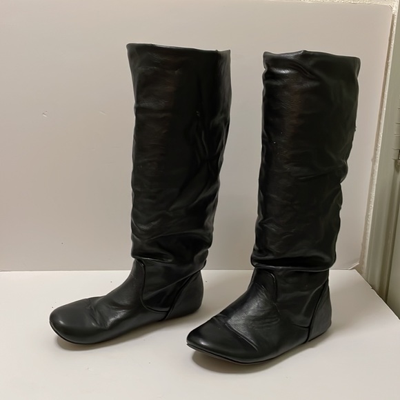 Women's Classic Round Toe Slouchy Booties Casual Slip On Fall Winter Long Boots - Picture 16 of 16